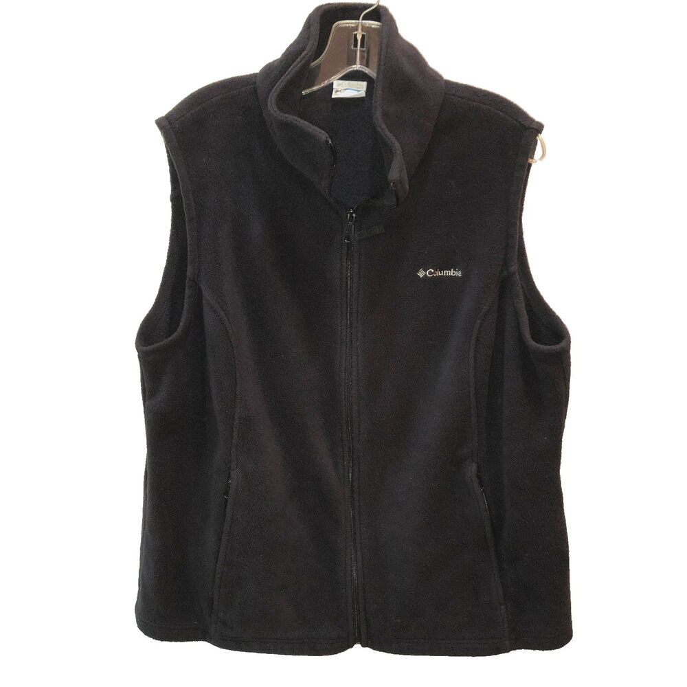 Columbia Vest Womens 1X Black Fleece Full ZIp Pockets Outdoor Casual Hiking